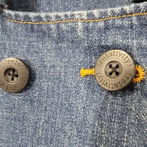 Relativity Double Breasted Denim Blue Jean Jacket 100% cotton Size M - Picture 7 of 15